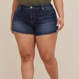 Torrid Micro Mini Jean Shorts Plus Size 30 High Rise Stretch Denim Cut Off Jorts